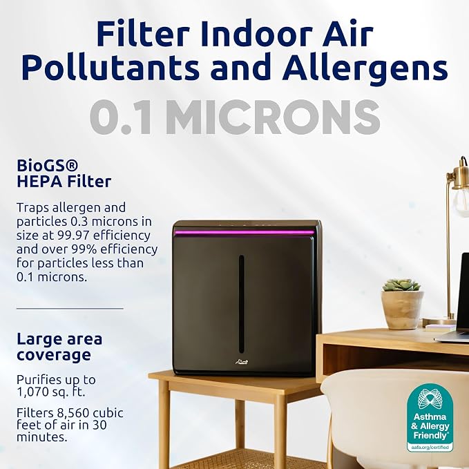 A3 SPA-1000N Air Purifier HEPA Filter - Ultra Quiet, WiFi-enabled, Wall Mountable HEPA Air Purifiers for Home, Smoke, Odors