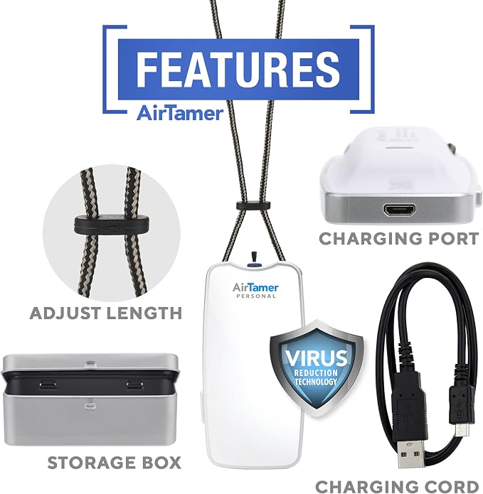 A310W Personal Rechargeable and Portable Air Purifier Negative Ion Generator, Proven Performance, White with Metal Travel