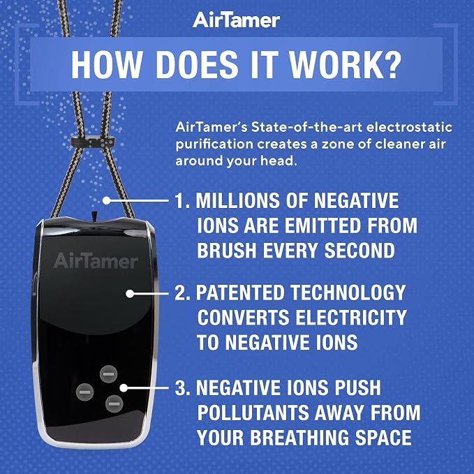 A320 Rechargeable Personal Air Purifier, Proven Performance, Virus and Pollutant Tested*, Black with Leather Travel Case