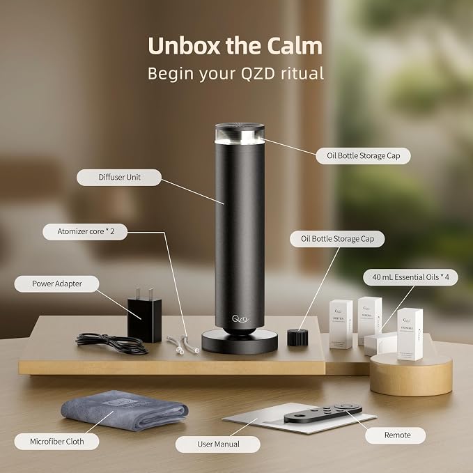 A5 Waterless Essential Oil Diffuser Starter Kit – 1000 Sq Ft Large Room Waterless Diffuser for Home, alternate product view 4