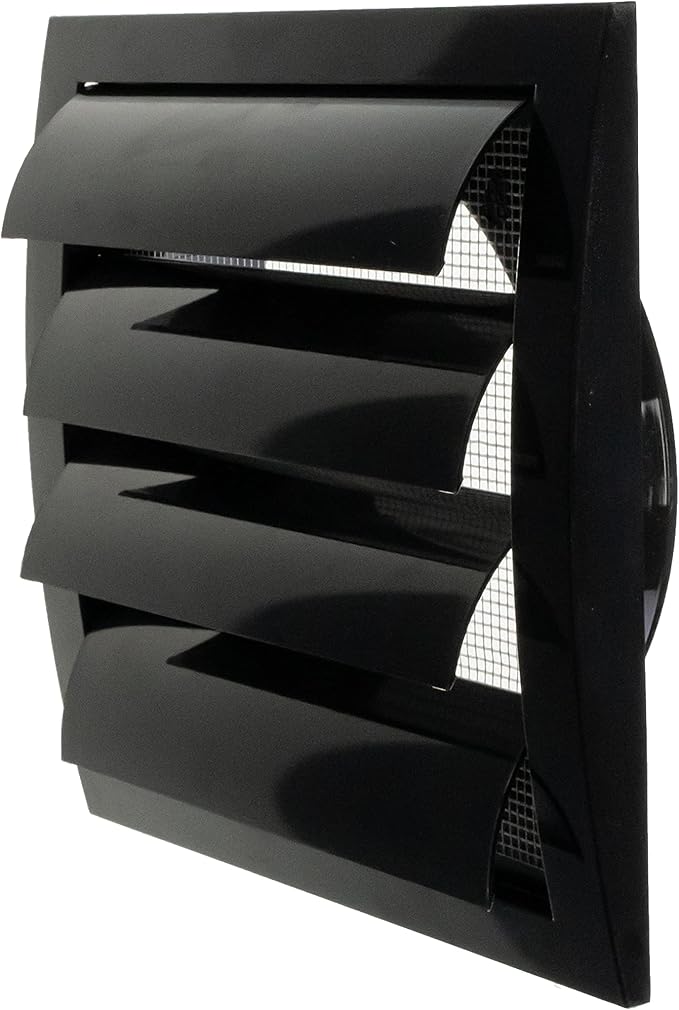 ABS Plastic Black 6 Inch Dryer Vent Cover Outside, 6 Inch Exhaust Vent Cover with Flaps and Insect Screen for Walls or