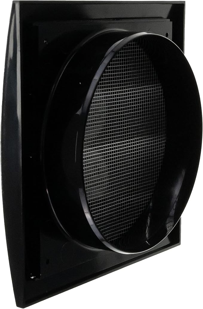 ABS Plastic Black 6 Inch Dryer Vent Cover Outside, 6 Inch Exhaust Vent Cover with Flaps and Insect Screen for Walls or