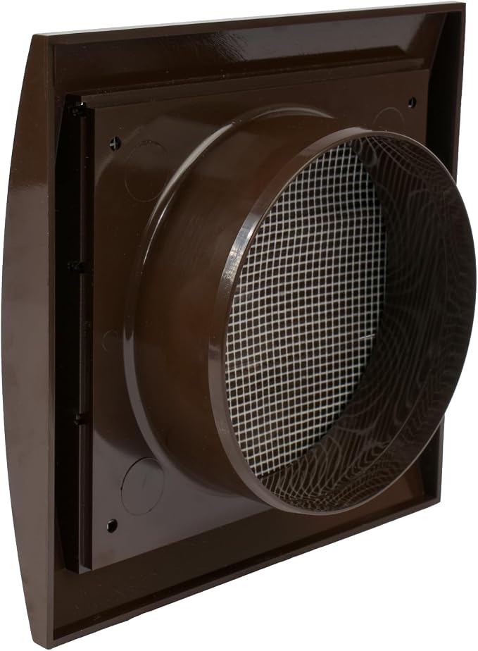 ABS Plastic Brown 4 Inch Dryer Vent Cover Outside, 4 Inch Exhaust Vent Cover with Flaps and Insect Screen for, alternate view