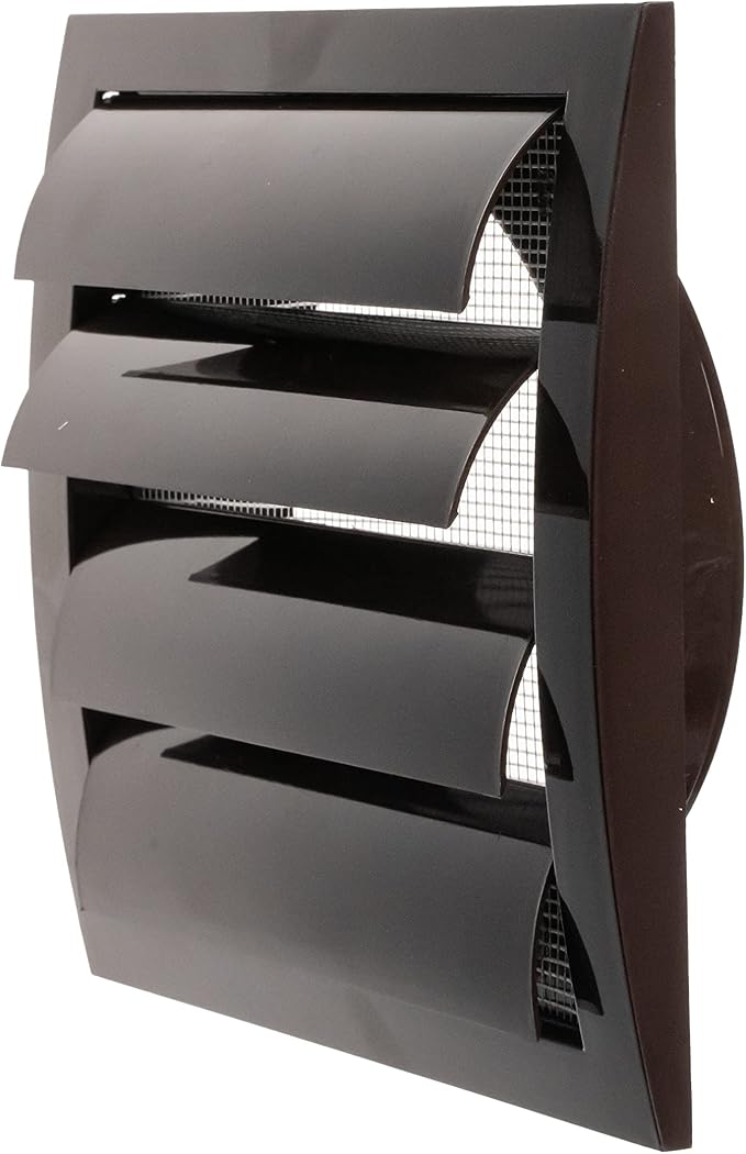 ABS Plastic Brown 6 Inch Dryer Vent Cover Outside, 6 Inch Exhaust Vent Cover with Flaps and Insect Screen for Walls or