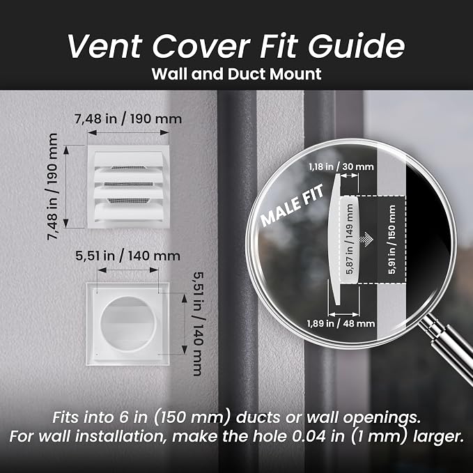 ABS Plastic Brown 6 Inch Dryer Vent Cover Outside, 6 Inch Exhaust Vent Cover with Flaps and Insect Screen for Walls or