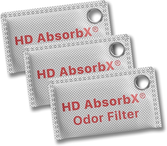 AbsorbX High-Density Charcoal Air Purifying Bags 3-Pack – Bamboo Activated Charcoal Odor Eliminators for Home, Car, Closet