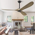 52" Ceiling Fan without Light - 52 inch Propeller Solid Wood Blades Bronze Gray Ceiling Fan no Light with