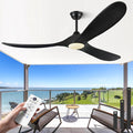 52 Inch Ceiling Fans with Lights and Remote Control, Wood Outdoor Ceiling Fan with light 3 Blades Propeller