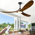 60 Inch Ceiling Fans with Lights, Solid Wood Propeller Ceiling Fans with Lights and Remote Control Outdoor