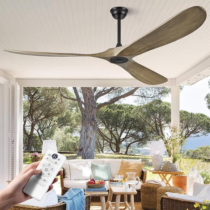 72" Ceiling Fan without Light - 72 inch Propeller Solid Wood Blades Bronze Gray Ceiling Fan no Light with