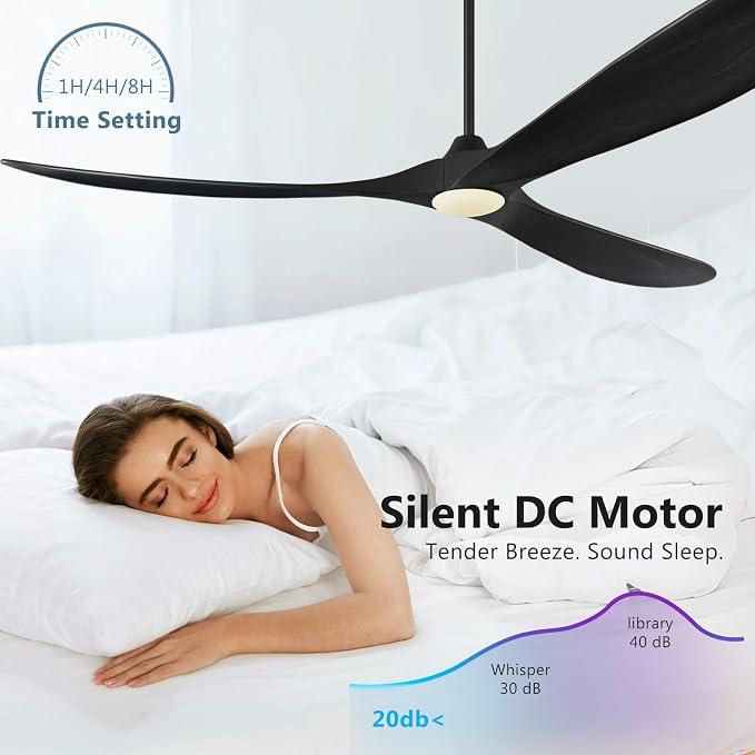 72 Inch Ceiling Fans with Lights, Solid Wood Propeller Large Outdoor Ceiling Fan with Light and Remote Control