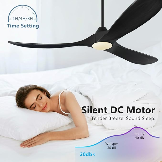 Ceiling Fans with Lights and Remote Control, 60 Inch Solid Wood Propeller Outdoor Ceiling Fan for Patios