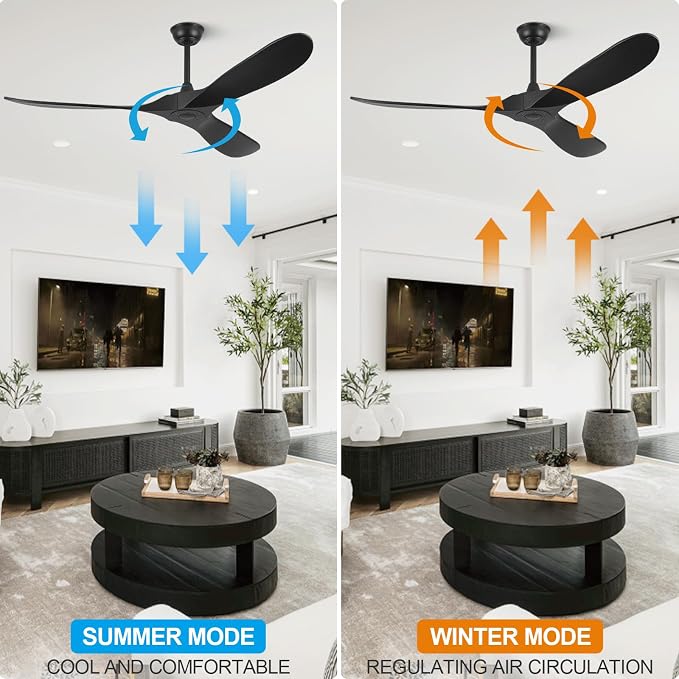 Ceiling Fans without Lights - 52 Inch Modern Ceiling Fans no Lights with Remote Control, alternate product view