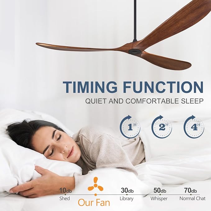 Wood Ceiling Fans without Lights, 84 Inch Extra Large Ceiling Fan no Light with Remote, alternate product view