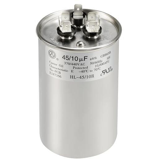 AC Capacitor 45+10 uF 45/10 MFD ±6% 370V/440VAC CBB65 Dual Run Circular Start Capacitor for Heat Pump Air