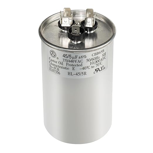 AC Capacitor 45+5 uF 45/5 MFD ±6% 370V/440VAC CBB65 Dual Run Circular Start Capacitor for Heat Pump Air