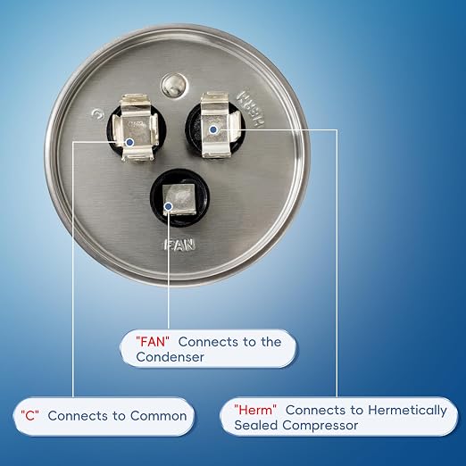 AC Capacitor 45+5 uF 45/5 MFD ±6% 370V/440VAC CBB65 Dual Run Circular Start Capacitor for Heat Pump Air, alternate view 4
