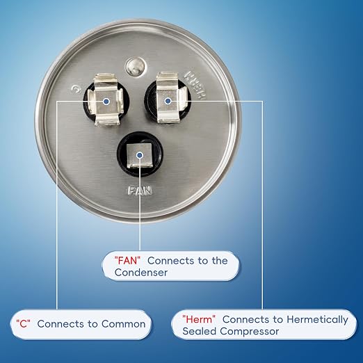 AC Capacitor 45+7.5 uF or 45/7.5 MFD ±6% 370V/440VAC CBB65 Dual Run Circular Start Capacitor for Heat Pump Air, alternate