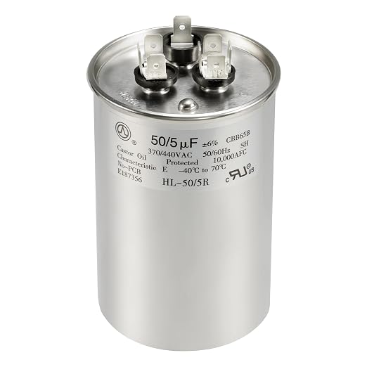 AC Capacitor 50+5 uF 50/5 MFD ±6% 370V/440VAC CBB65 Dual Run Circular Start Capacitor for Heat Pump Air Conditioner,Ten Years