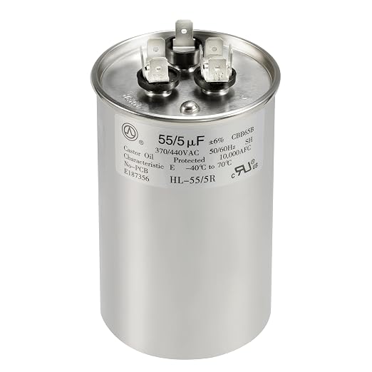 AC Capacitor 55+5 uF 55/5 MFD ±6% 370V/440VAC CBB65 Dual Run Circular Start Capacitor for Heat Pump Air