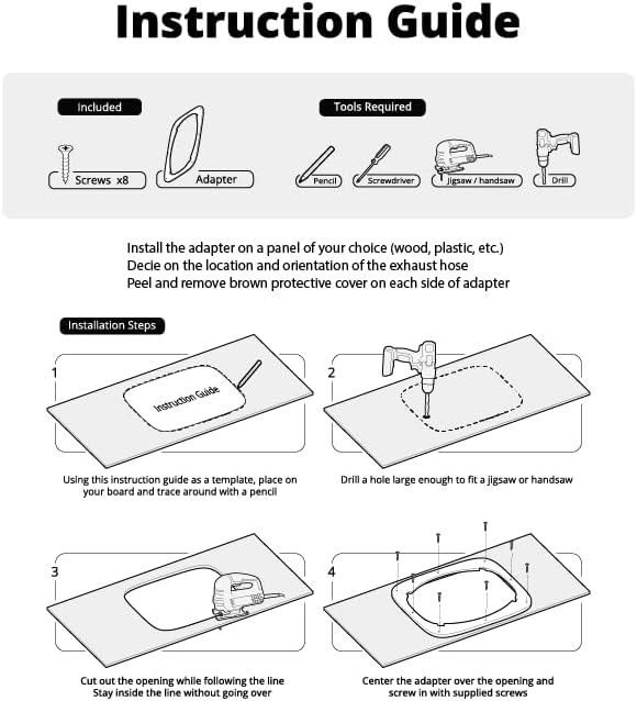 AC Vent Exhaust Hose Adapter Plate for DIY Window and Sliding Doors compatible with Duo, alternate product view 7