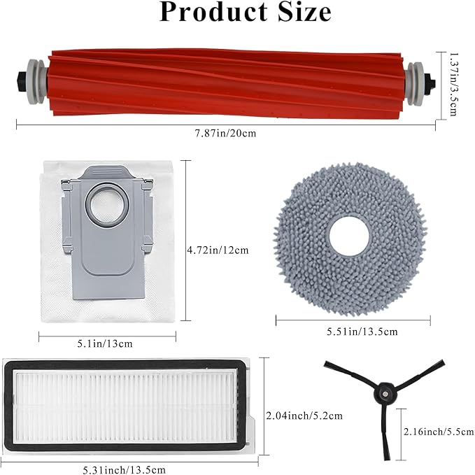 Accessories Kit for Qrevo S/Qrevo Plus/Qrevo Pro/Qrevo MaxV 【Not for Q Revo】Robot Vacuum, 2 Main Brush Roller, 4