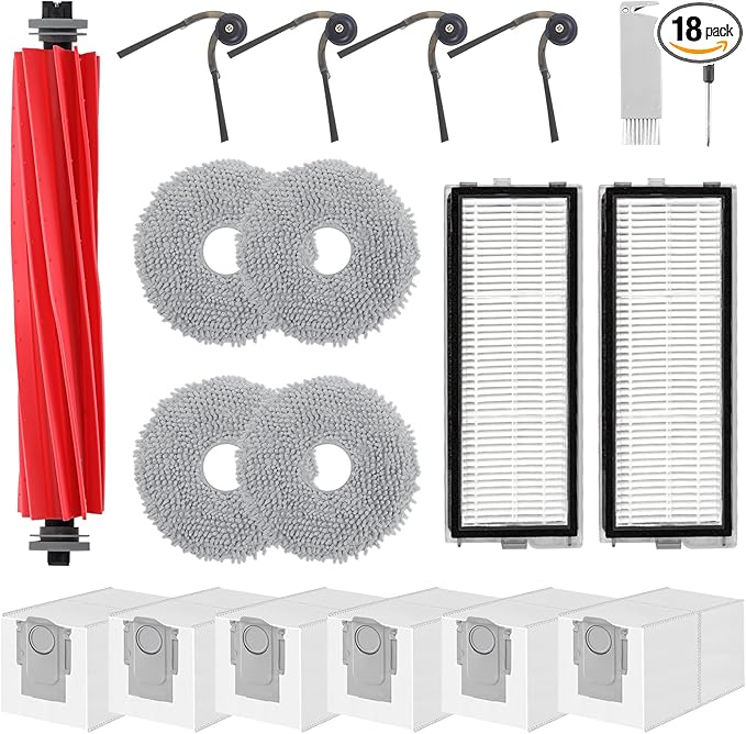 Accessories Replacement Kit for Qrevo Serie - QV 35A/QV 35S, QR 598/QR 798 Robot Vacuum, 1 Main Brush, 4 Mop