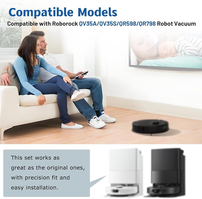Accessories Replacement Kit for Qrevo Serie - QV 35A/QV 35S, QR 598/QR 798 Robot Vacuum, 1 Main Brush, 4 Mop
