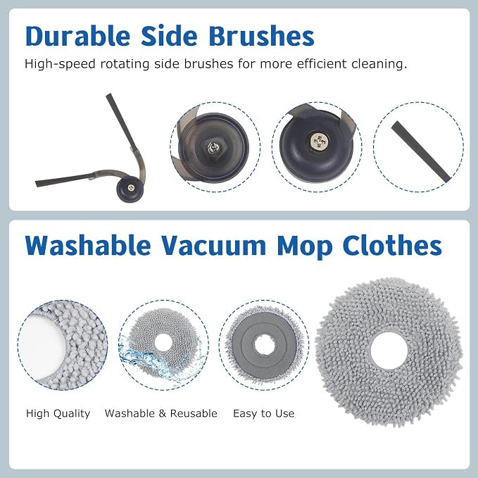 Accessories Replacement Kit for Qrevo Serie - QV 35A/QV 35S, QR 598/QR 798 Robot Vacuum, 1 Main Brush, 4 Mop