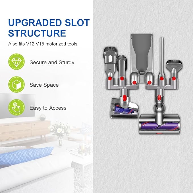 Accessory Holder Compatible with V15 V11 V10 V8 V7 Outsize Gen5 Cordless Stick Vacuum Cleaner, Drill Free Docking