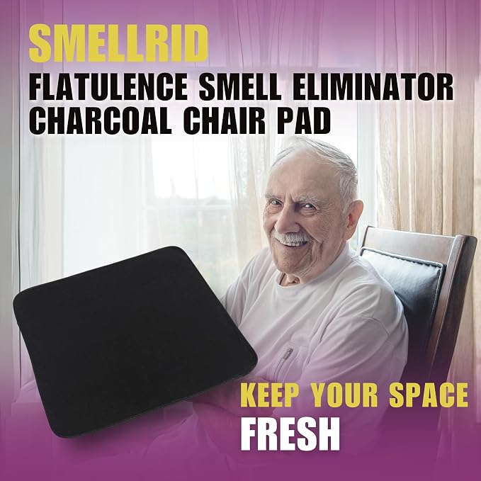 Activated Carbon Chair Pad – 16” x 16” Flatulence Deodorizer Seat Cushion – Activated Charcoal Odor Absorber Seat Pad for
