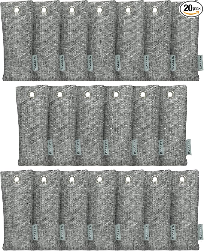 Activated Charcoal Bags Air Purifying 20 Pack, Bamboo Charcoal Odor Absorber for Shoes Closet Drawer Car, 50g Gray, product