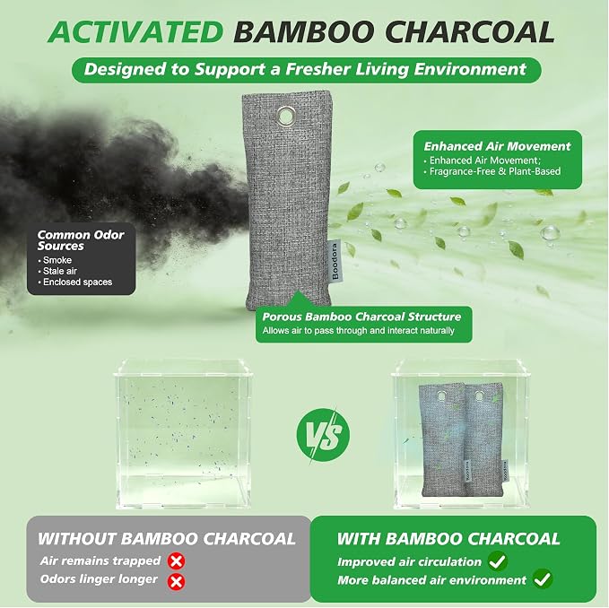 Activated Charcoal Bags Air Purifying 20 Pack, Bamboo Charcoal Odor Absorber for Shoes Closet Drawer Car, 50g Gray, alternate