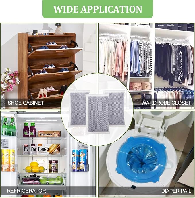 Activated Charcoal Odor Absorber Diaper Pail Deodorizer for 8 Gallon & Larger, Trash Can Deodorizer Odor Filter