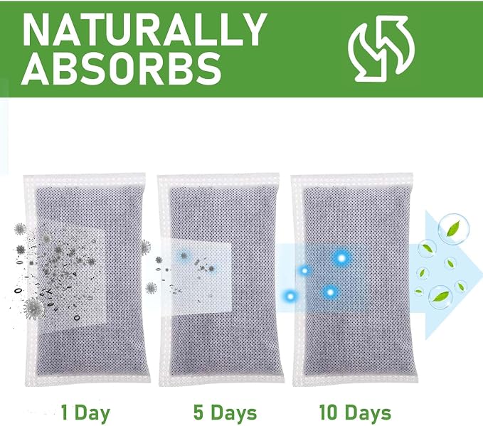 Activated Charcoal Odor Absorber Diaper Pail Deodorizer for 8 Gallon & Larger, Trash Can Deodorizer Odor Filter