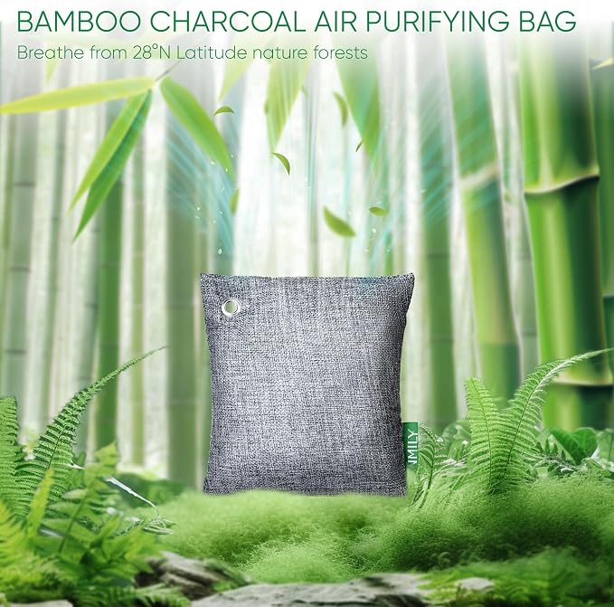 Activated Charcoal Odor Absorber, Large 500g w Hooks Nature Odor Remover for Strong Odor, Bamboo Charcoal Air Purifying Bags