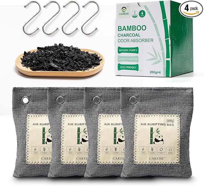 Activated Charcoal Odor Eliminator, Bamboo Charcoal Air Purifying Bags,Odor Removing Packs, product image