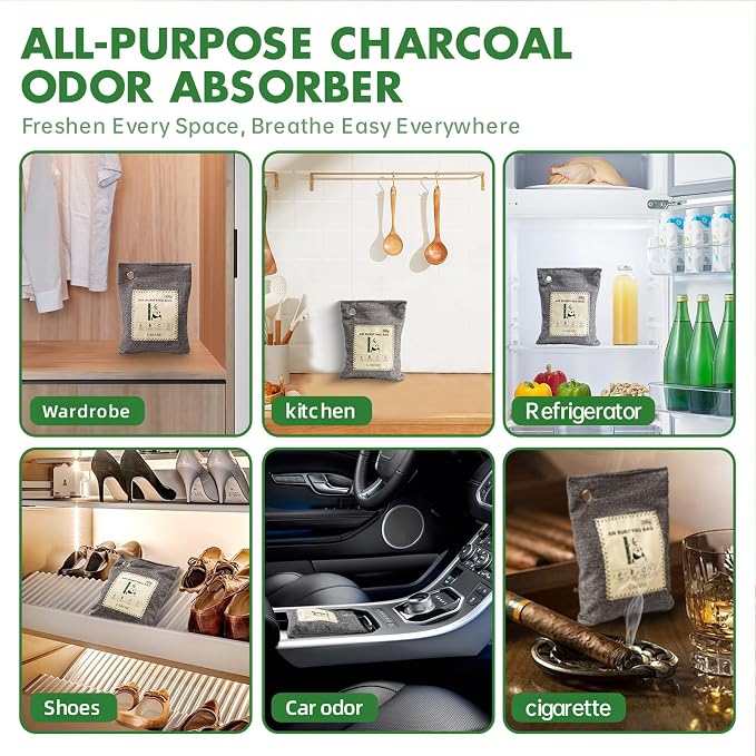 Activated Charcoal Odor Eliminator, Bamboo Charcoal Air Purifying Bags,Odor Removing Packs, alternate product view 6