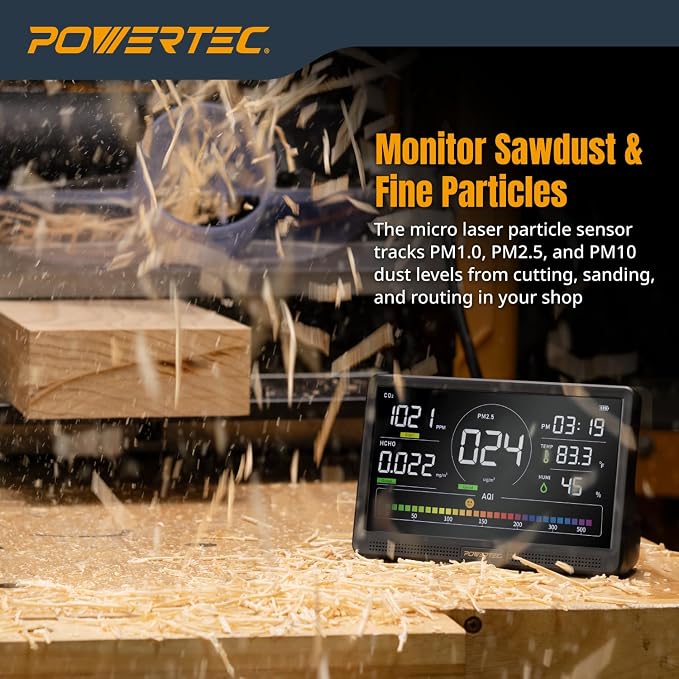 AD1001 Air Quality Monitor with 7" LCD Display - Multi-Sensor CO2, PM2.5, PM10, TVOC, HCHO, Detector, NDIR Sensors