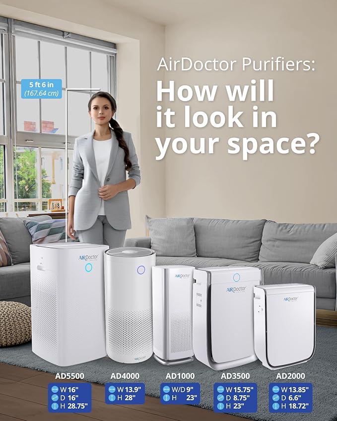 AD2000 Air Purifier for Small & Medium Rooms and Small Bedrooms. 3 Stage Filtration with Pre-Filter, UltraHEPA, Carbon/VOC (