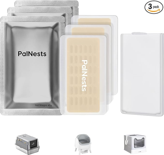 Adhesive Odor Eliminator, Compatible with Automatic/Stainless Steel Litter Boxes for Cat Urine & Pet Odor Control (3-Pack)