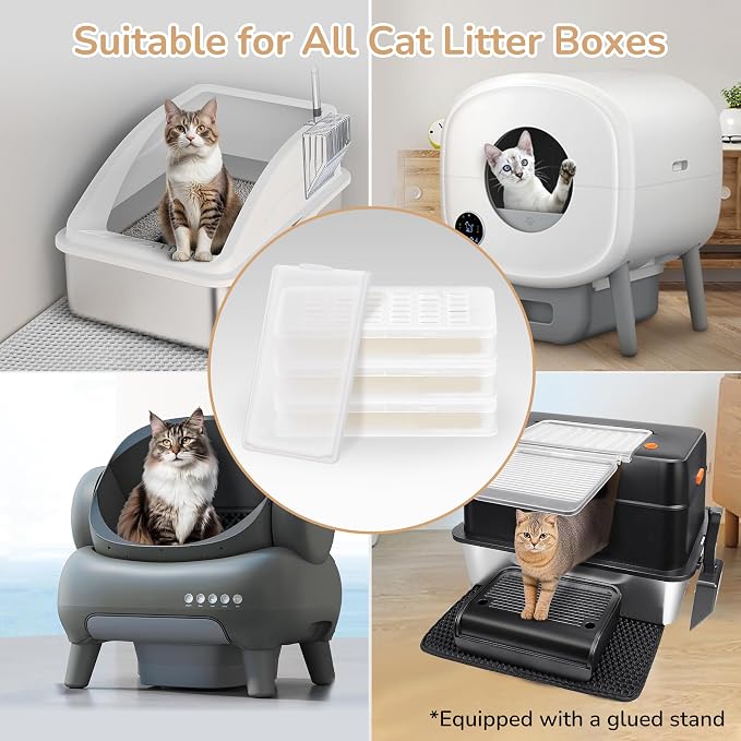 Adhesive Odor Eliminator, Compatible with Automatic/Stainless Steel Litter Boxes for Cat Urine & Pet Odor Control (3-Pack)