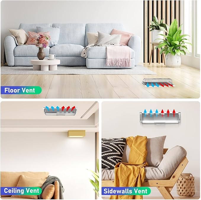 Adjustable Air Vent Deflectors, 4 Pack Widen Magnetic Heat and Vent Deflector for Home Floor, Sidewall, Ceiling Registers