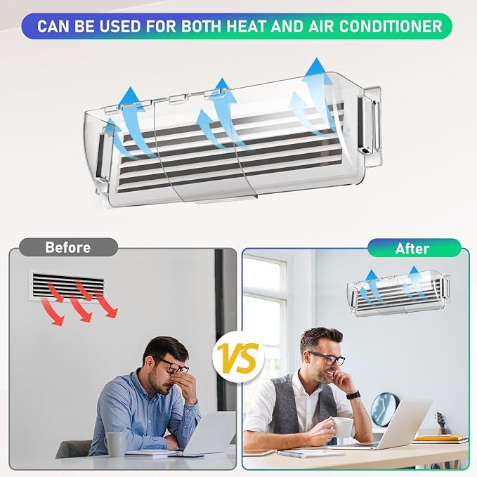 Adjustable Air Vent Deflectors, 4 Pack Widen Magnetic Heat and Vent Deflector for Home Floor, Sidewall, Ceiling Registers