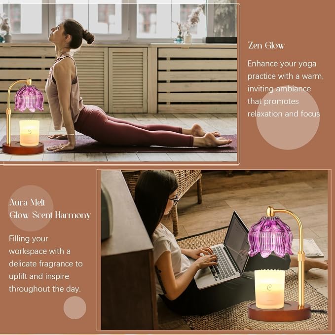 Adjustable Flower Candle Warmer Lamp with Timer, Lotus Tulip Glass Warmer Light for Jar Candles, alternate product view 6