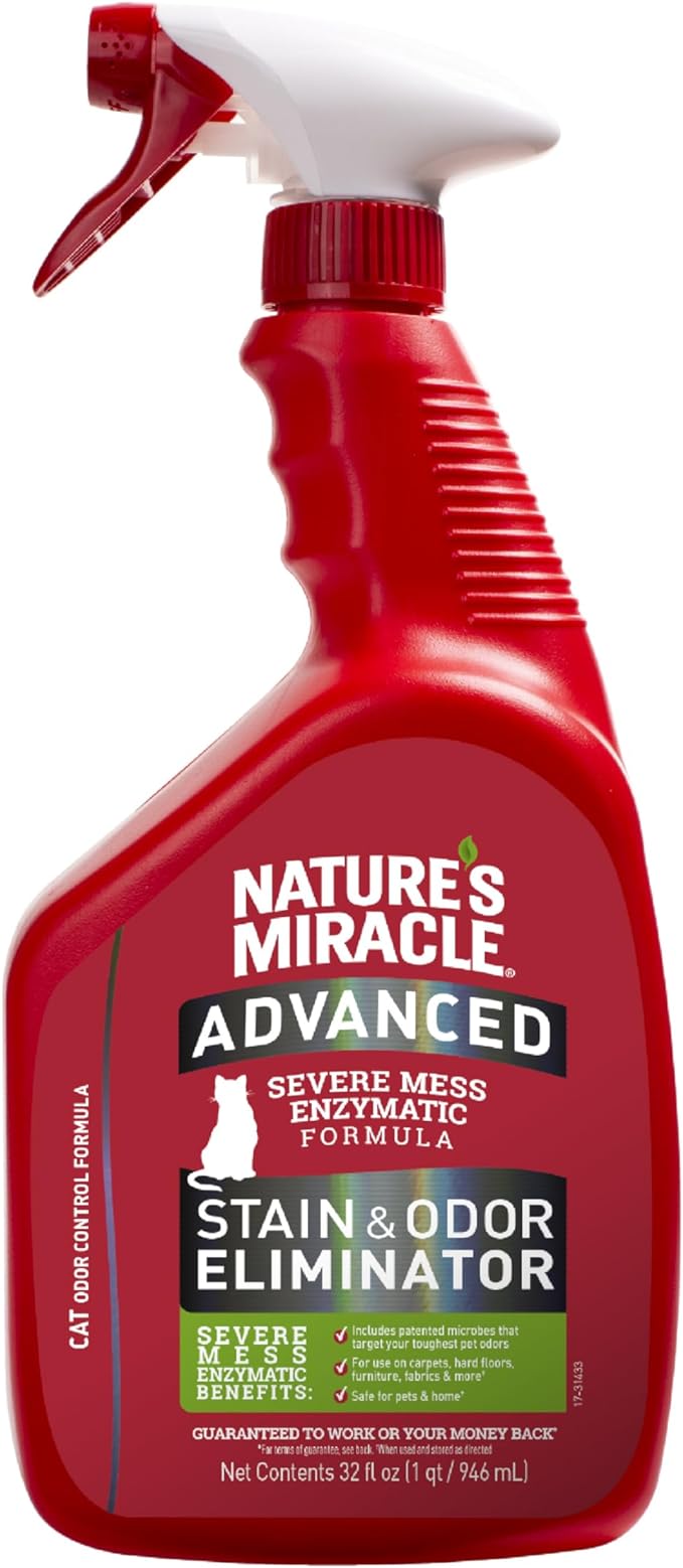 Advanced Cat Stain and Odor Eliminator Spray, Severe Mess Enzymatic Formula, 32 fl oz 0 Count 11.07 inches, product image