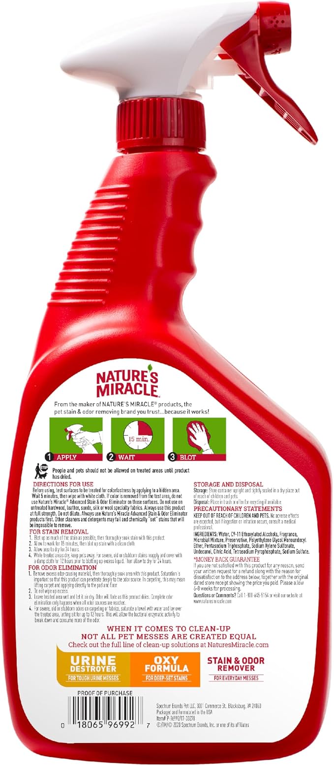 Advanced Cat Stain and Odor Eliminator Spray, Severe Mess Enzymatic Formula, 32 fl oz 0 Count 11.07 inches, alternate product
