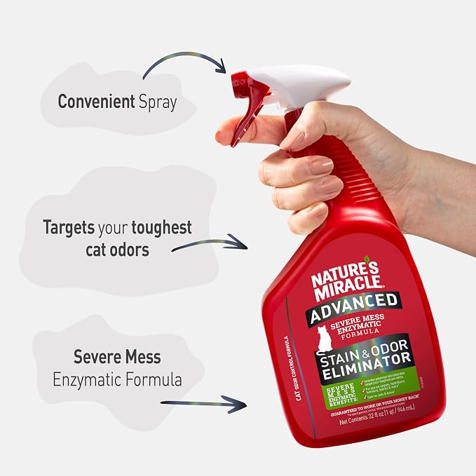 Advanced Cat Stain and Odor Eliminator Spray, Severe Mess Enzymatic Formula, 32 fl oz 0 Count 11.07 inches, alternate product