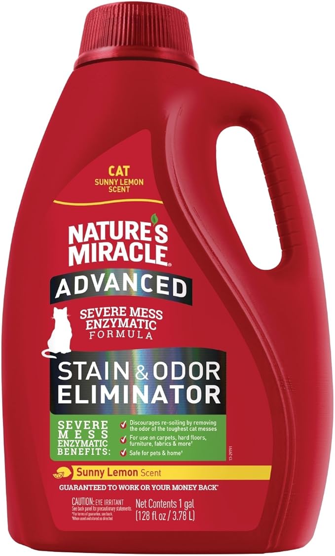 Advanced Cat Stain and Odor Eliminator Spray, Severe Mess Enzymatic Formula, Sunny Lemon Scent, product image
