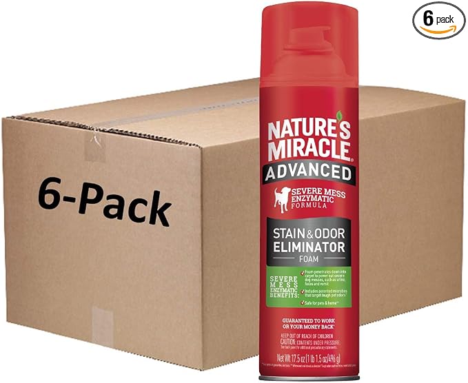 Advanced Dog Stain and Odor Eliminator Foam, Severe Mess Enzymatic Formula, 17.5 oz, 6 pack 6 pack 17.5 oz, product image